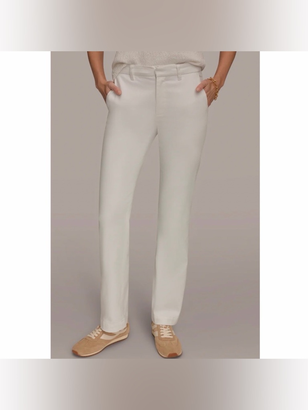 NWT Donna Karan New York Electric Summer Slim Trouser Jeans in Alabaster